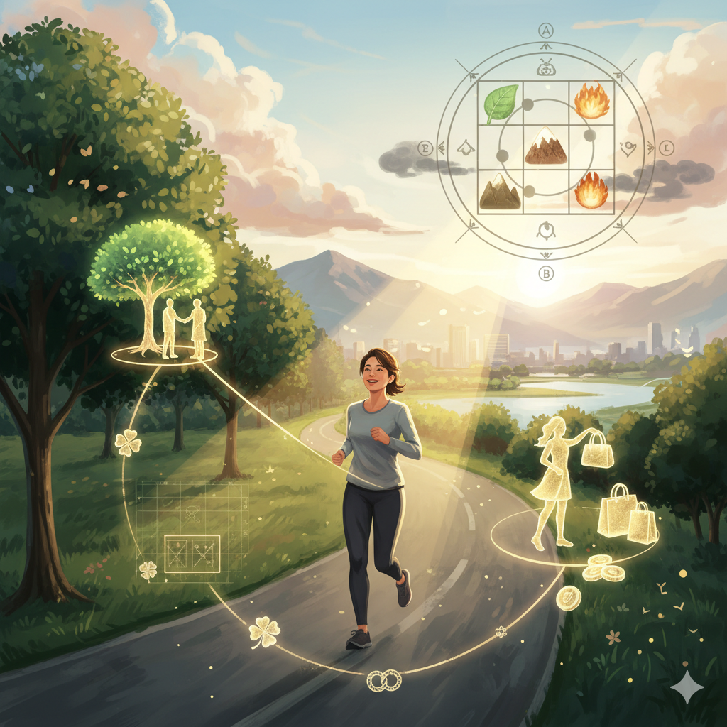 散歩やジョギングで吉方位へ向かうイメージ