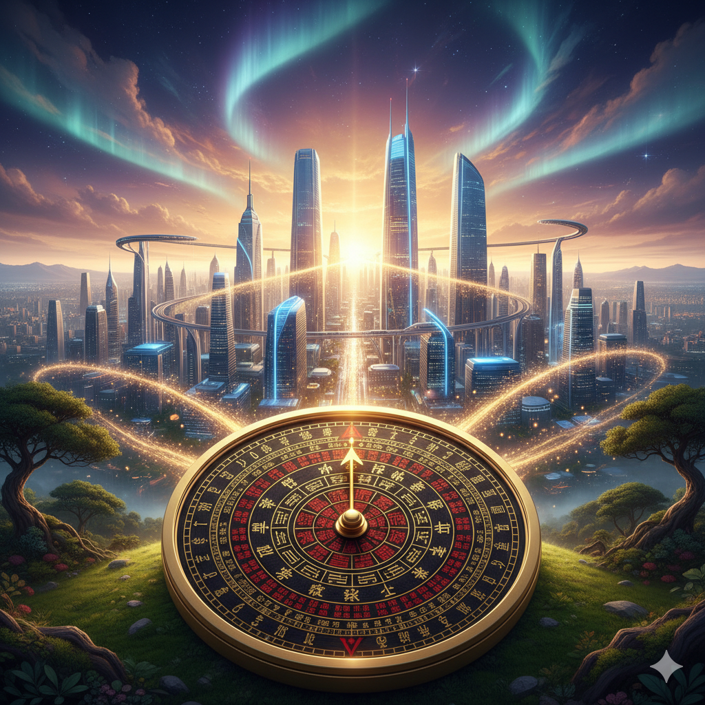 方位盤と羅針盤のイメージ