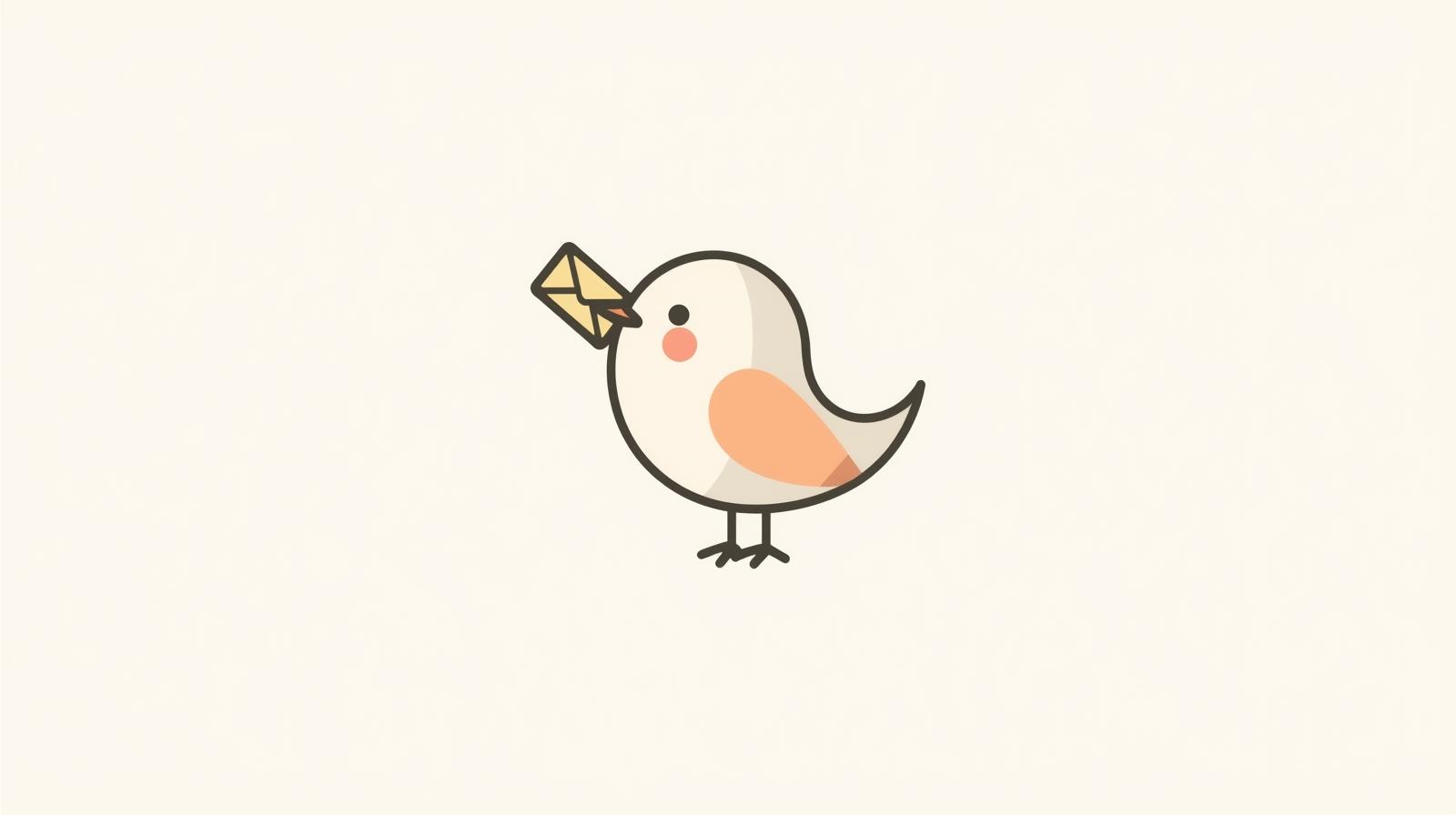 手紙をくわえた鳥のイラスト