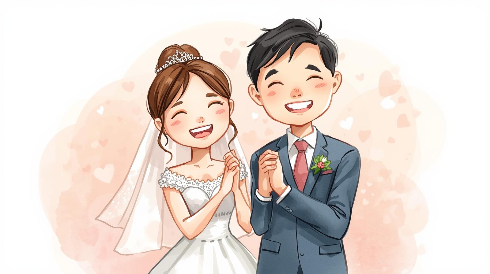 結婚式の新郎新婦のイラスト